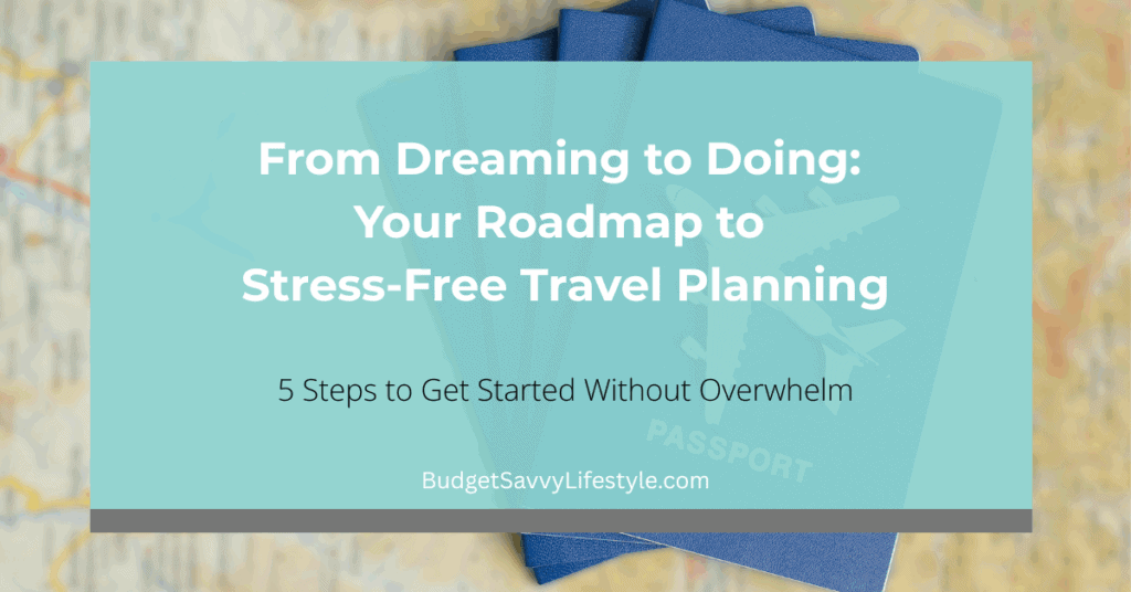 A map, some passports and an airplane create this travel scene